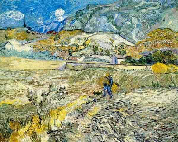 Vincent van Gogh Champ de bl et paysan 1889